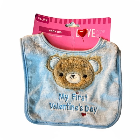 NWT 2 PC Set - Love Is In The Air - Baby Bear Bib & Bear Lovey, Blue or Pink - Picture 9 of 16